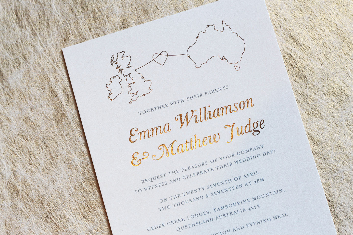 Wedding Abroad Invitation Ideas - Luxury Bespoke Wedding Stationery for a Wedding Abroad - Australia and UK Wedding - The Foil Invite Company Blog