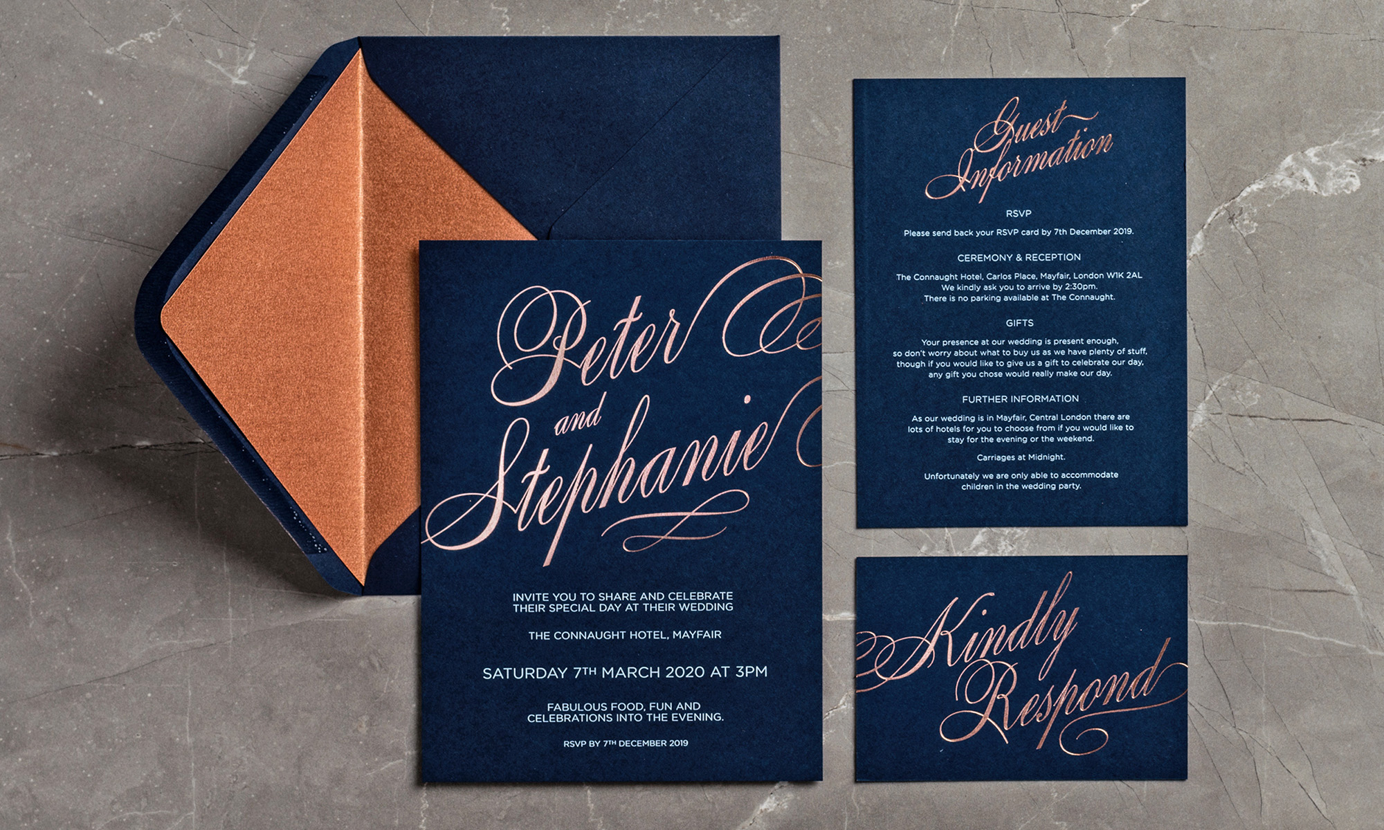 Script Set Liner Rose Navy