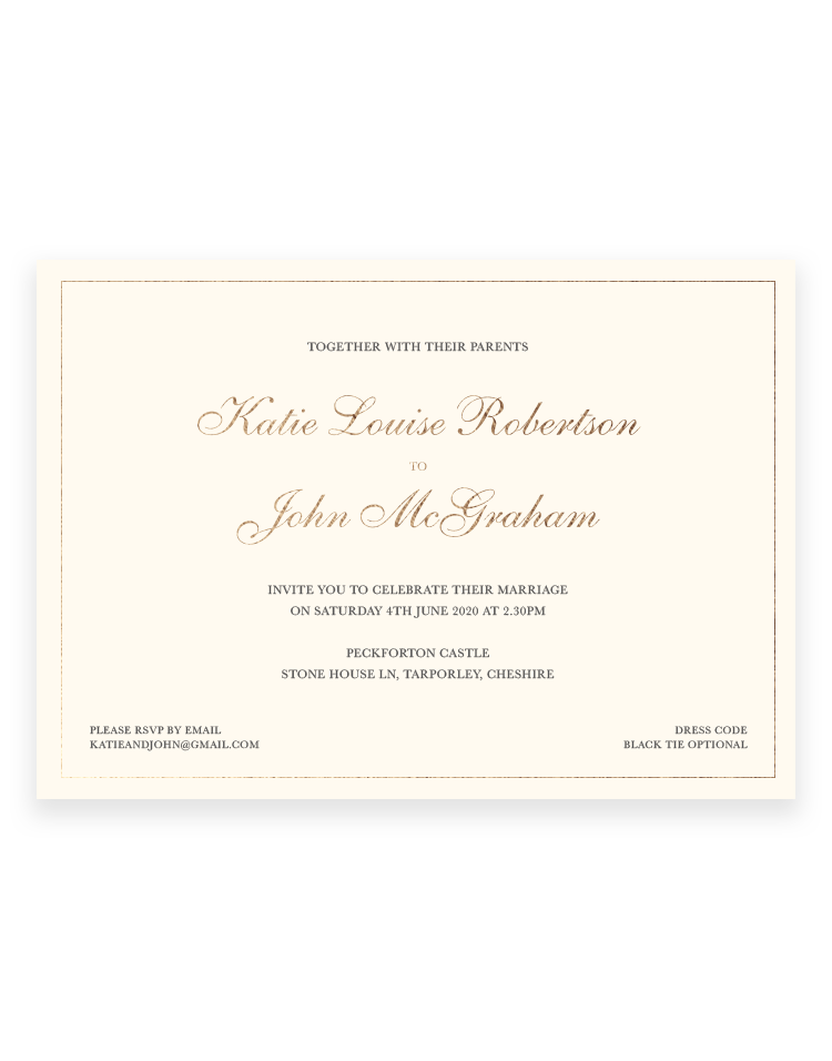 Classic Wedding invitations - Foil Invite Company Luxury Wedding Stationery - Foil Printed by hand in the UK