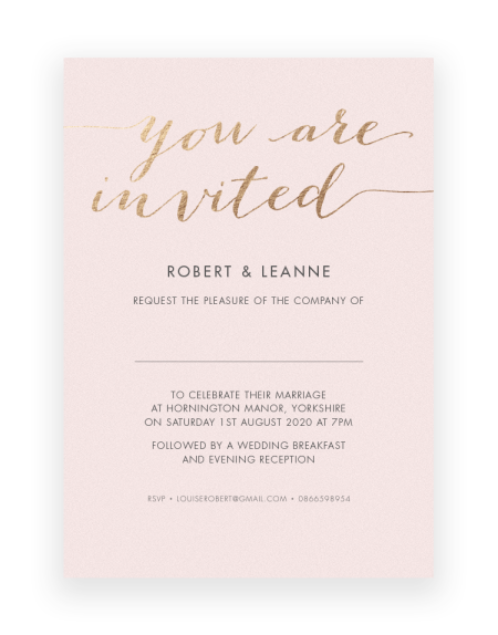 Luxury wedding invitations hand printed in UK - Foil Invite Company