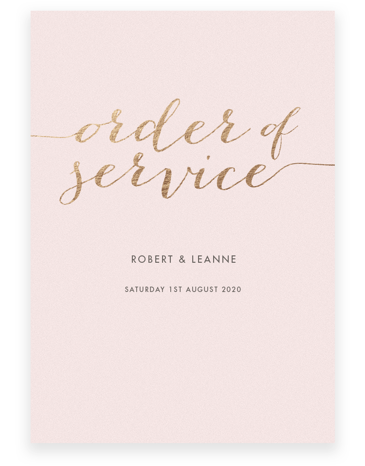 Louise Wedding Order of Service - Luxury Wedding Stationery by The Foil Invite Company