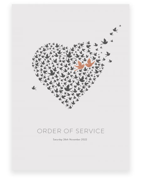 Love Birds Wedding Order of Service - Luxury Wedding Stationery by The Foil Invite Company