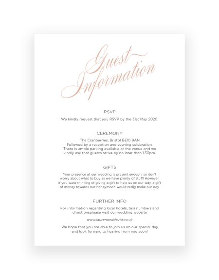 Stylish Script Wedding Invitation Card - Luxury Wedding Stationery by The Foil Invite Company