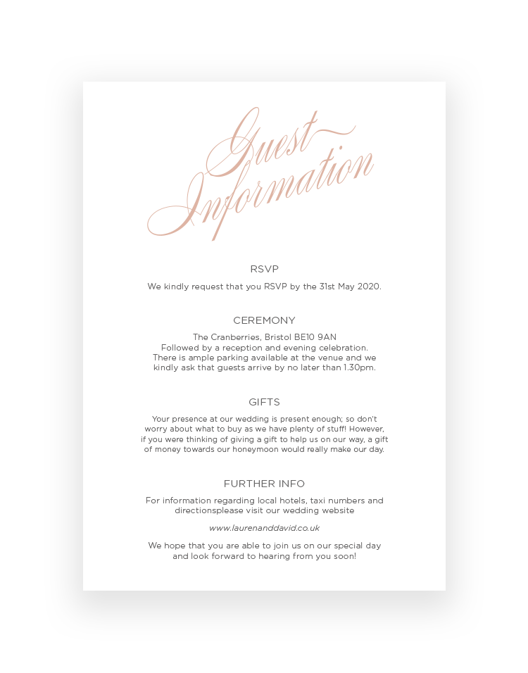 Stylish Script Wedding Invitation Card - Luxury Wedding Stationery by The Foil Invite Company
