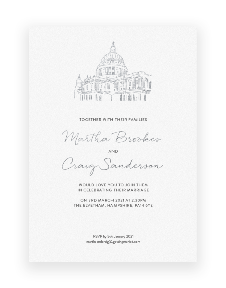 Sketched Venue Illustration Wedding Invitation - Luxury Wedding Stationery by The Foil Invite Company