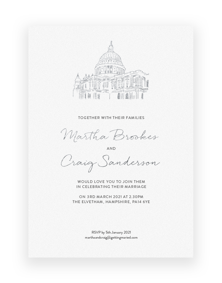Sketched Venue Illustration Wedding Invitation - Luxury Wedding Stationery by The Foil Invite Company