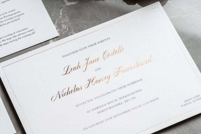 Classic Wedding Invitations | White and Gold Wedding Invitations | Foil Wedding Stationery | Luxury Wedding Invitations by the Foil Invite Company