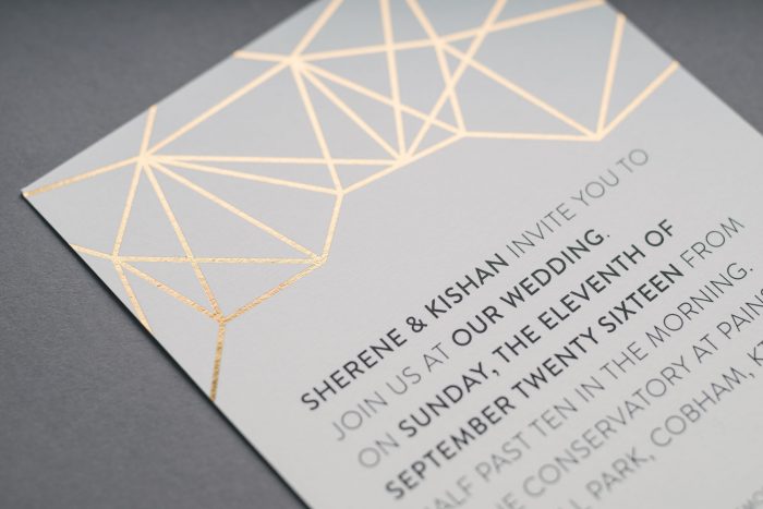 Geometric Wedding Invitations - Gold Foil | Gold Foil Wedding Invitations | White and Gold Wedding Invitations | Geometric Wedding Trend | Luxury Wedding Stationery by the Foil Invite Company