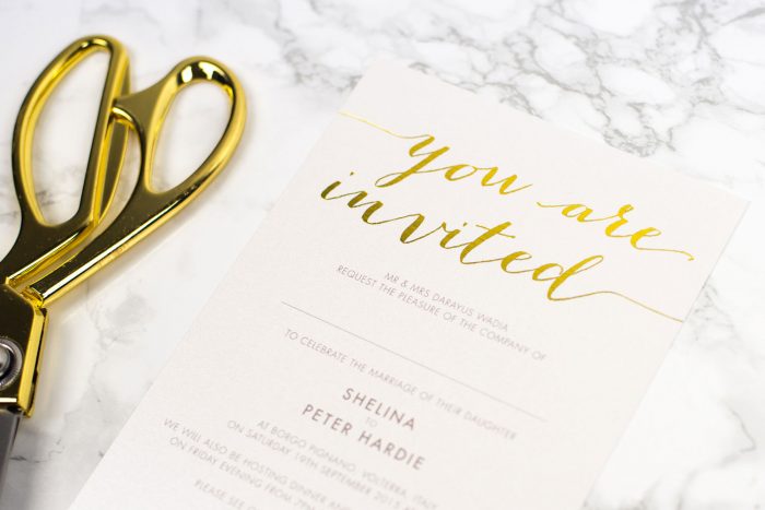 Gold Foil Wedding Invitations - Louise | Gold Foil Wedding Stationery | White and Gold Wedding Invitations | Luxury Wedding Stationery by the Foil Invite Company