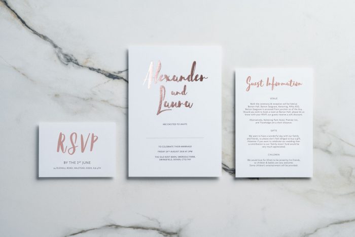 Rose Gold Wedding Stationery Set - Rockwell Collection | Rose Gold Foil Wedding Invitations | Modern Luxe Wedding Invitations by the Foil Invite Company