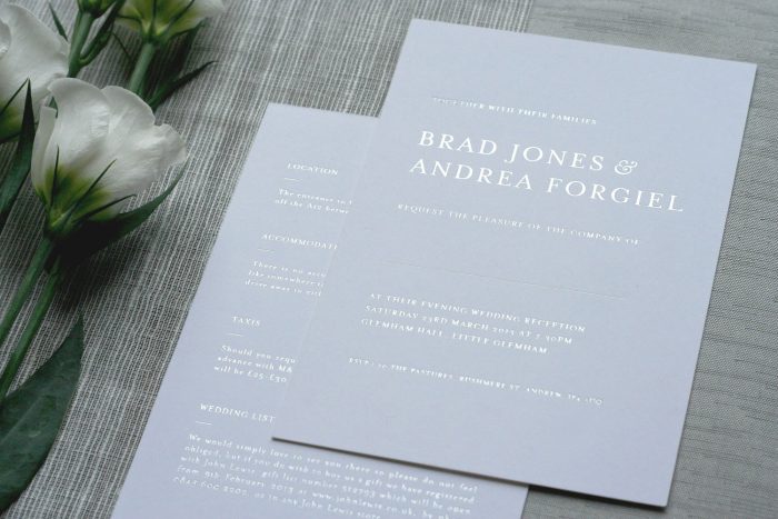 Bespoke Wedding Invitations - Elegant Font | Silver Foil Wedding Stationery | Personalised Wedding Invitations | Bespoke Wedding Invitations by the Foil Invite Company