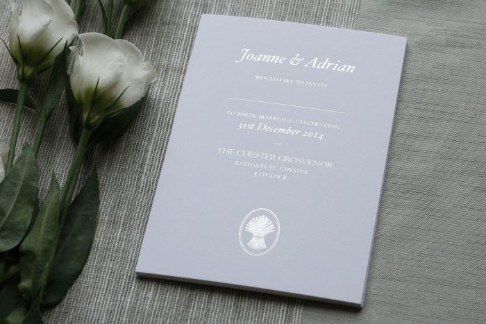 Bespoke Wedding Invitations with Chester Grosvenor Hotel Logo | Silver Foil Wedding Invitations | Bespoke Wedding Invitations by the Foil Invite Company