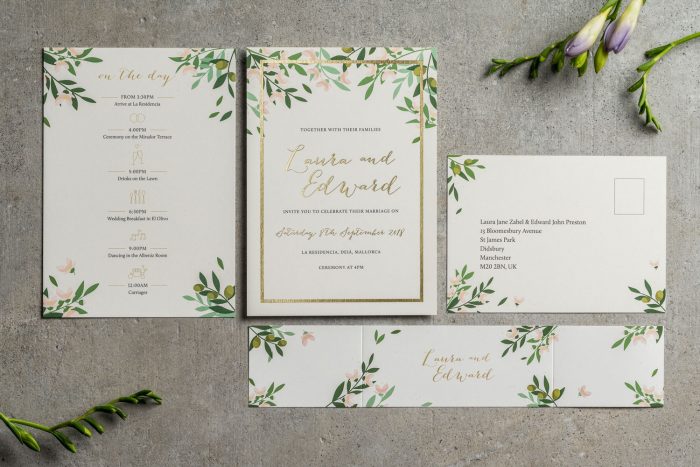 Bespoke Wedding Stationery - Choose Your Own Flowers | Gold Foil Wedding Stationery | Bespoke Wedding Stationery by the Foil Invite Company