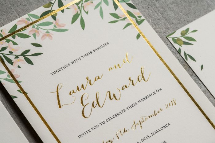 Bespoke Wedding Invitations - Choose Your Own Flowers | Gold Foil Wedding Stationery | Bespoke Wedding Invitations by the Foil Invite Company