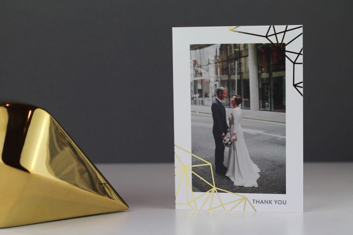 Wedding Photo Thank You Cards | Geometric Wedding Thank You Cards | Gold Foil Thank You Cards | Geometric Wedding Stationery by the Foil Invite Company