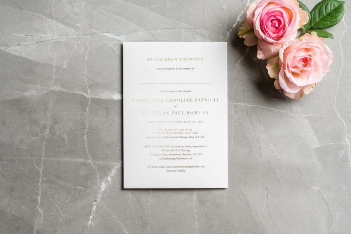 Gold Foil Wedding Invitations - Sarto Serif | Modern Wedding Invitations | White and Gold Foil Wedding Invitations | Luxury Wedding Invitations by the Foil Invite Company