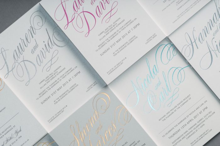 Script Wedding Invitations - Foil Colours | Hot Foil Wedding Invitations | Hot Foil Printing | Luxe Wedding Stationery by the Foil Invite Company