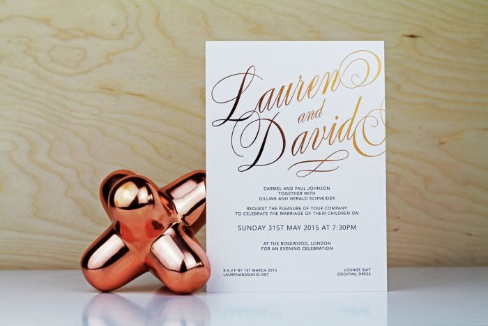 Script Wedding Invitations | Copper Foil Wedding Invitations | Luxe Wedding Stationery by the Foil Invite Company