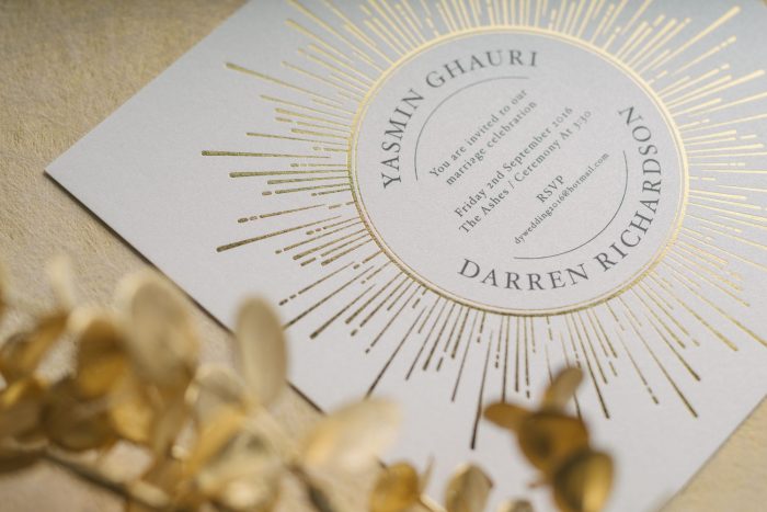 Foil Wedding Invitations - Sunburst Collection | Gold Foil Wedding Invitations | Sunshine Wedding Invitations | Luxury Wedding Stationery by the Foil Invite Company
