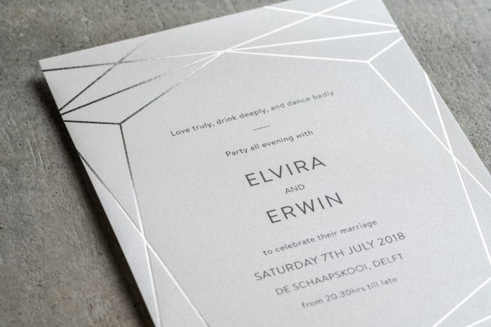 Geometric Wedding Invitation - Terrarium | Silver Foil Wedding Invitations | Modern Wedding Invitations by the Foil Invite Company