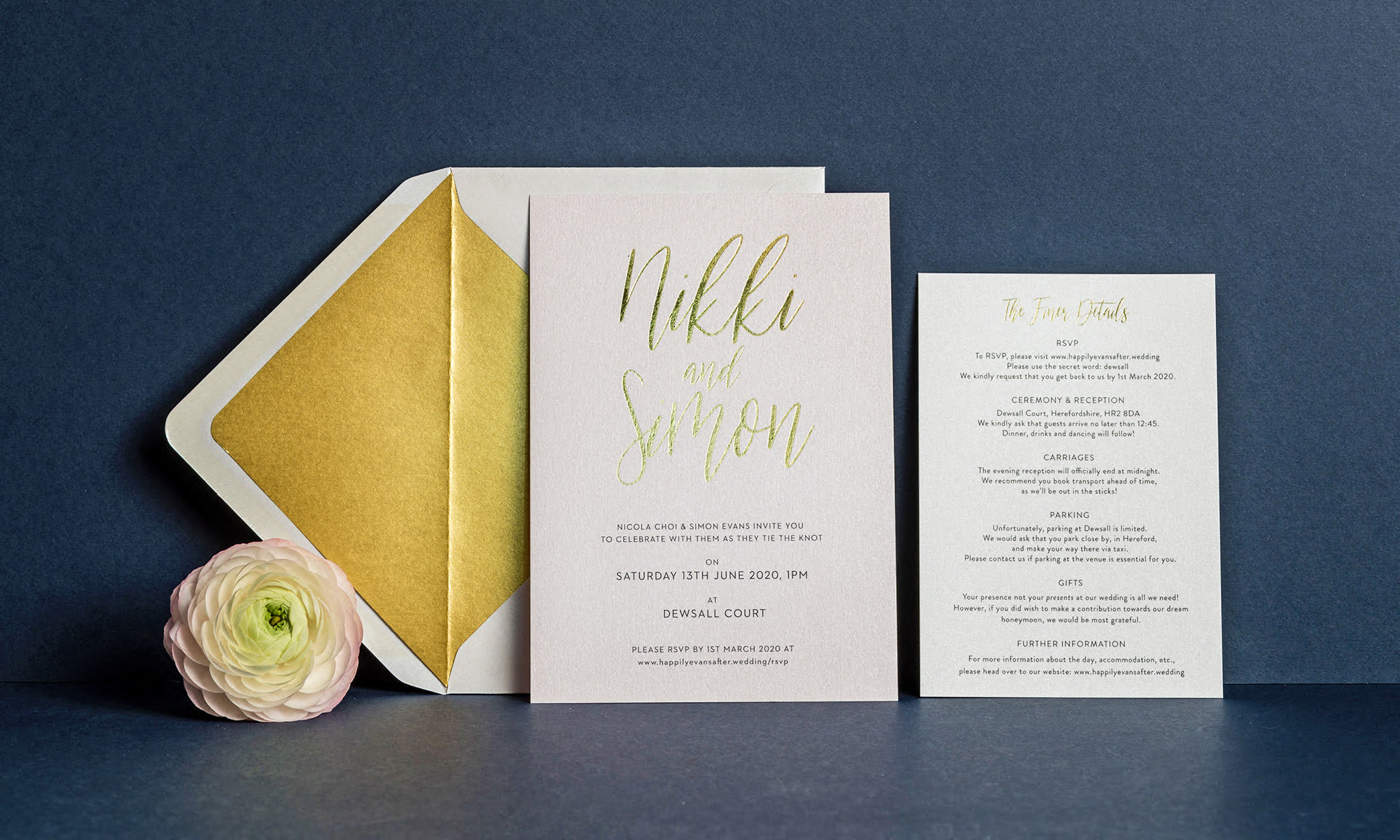 Carnaby Invite Info Gold Blush Pearl