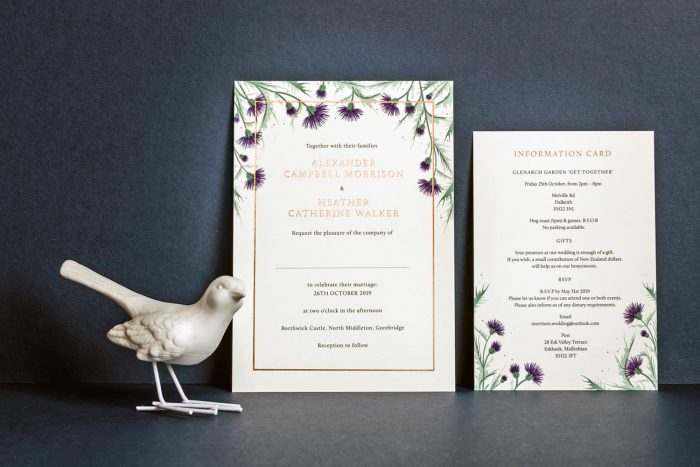 Choose Your Own Flowers Invitation and Information Card Copper and Ivory WL