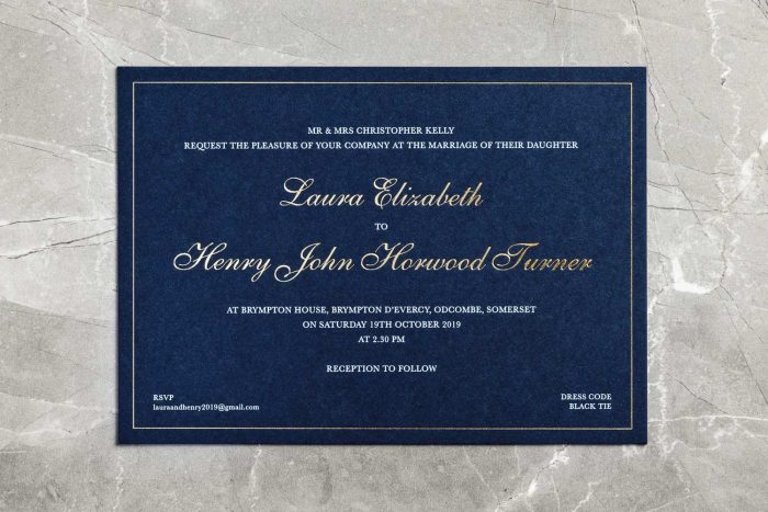 Classic Invitation Navy and Gold Foil