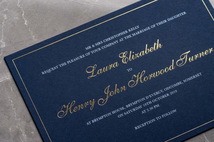 Classic Invitation Navy and Gold Foil Zoom