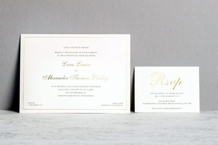 Classic Invitation and RSVP Gold and Ivory