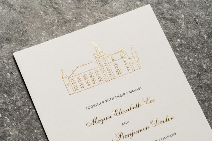 Modern Venue Invitation Gold and Ivory
