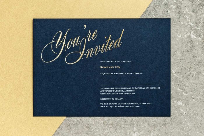 Pemberley Invitation Navy and Gold Foil