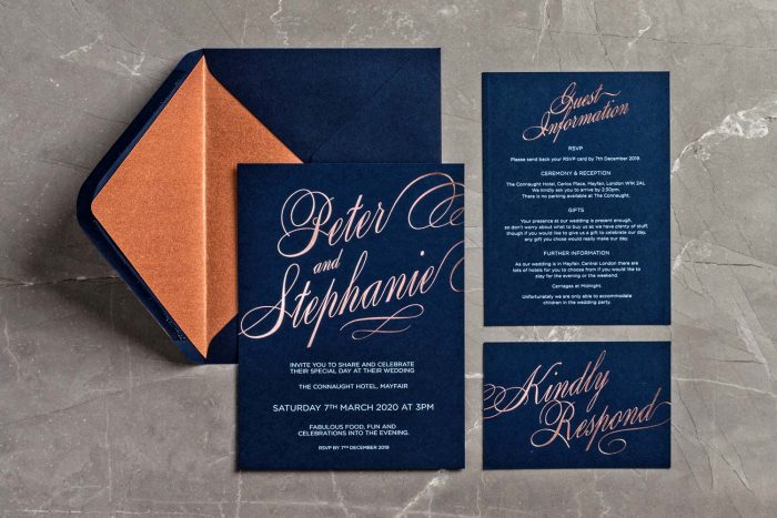 Script Collection Navy and Rose Gold Foil