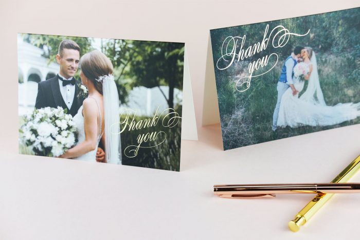 Script Thank You Card Gold and Rose Gold