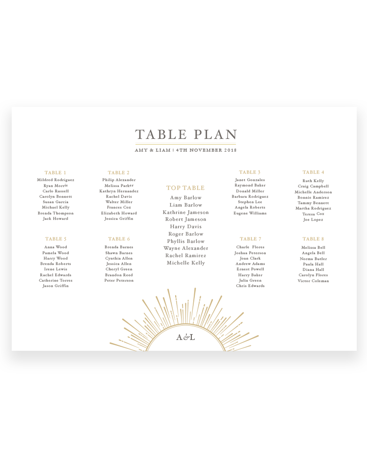 Sunburst Table Plan