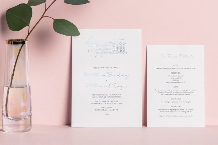 Sketched Invitation Information White Silver